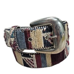 Absolutely Fresh Woven Belt Medium Silver Buckle Tribal Geometric Pattern  USA M